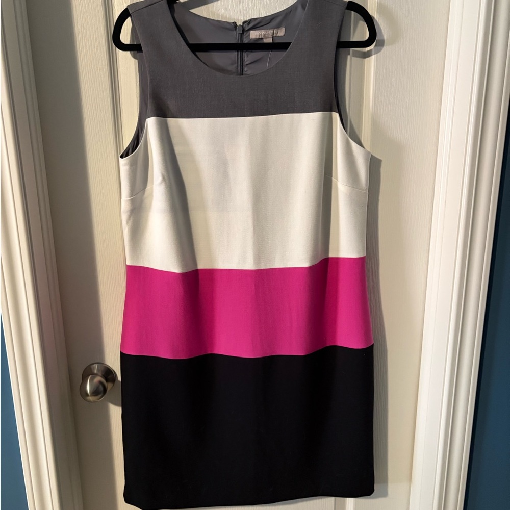 Banana Republic Gray, White, Pink, and Black Mini Dress